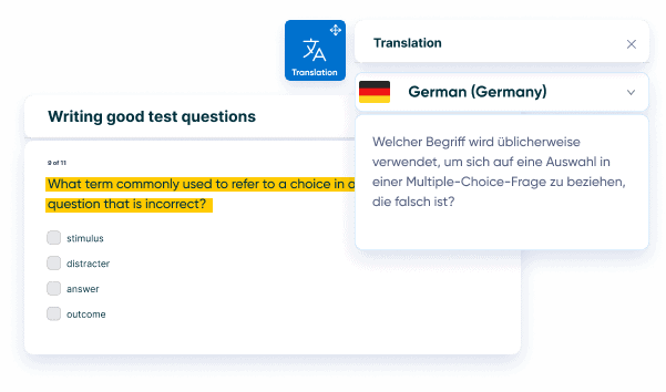 Using the Instant Translate tool to highlight and translate text