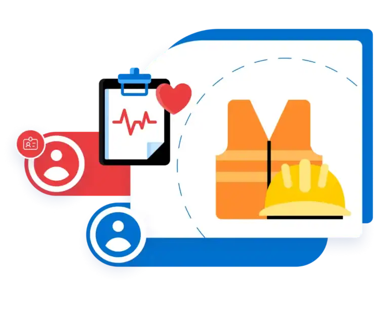 Workforce observational assessments graphic showing a hard hat and heart monitor to represent safety-critical roles