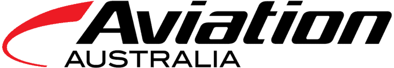 Aviation Australia logo with a red swoosh above the word Aviation in bold black text and AUSTRALIA in smaller gray text below.